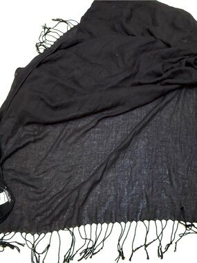 Zara Black Lightweight Fringe Scarf